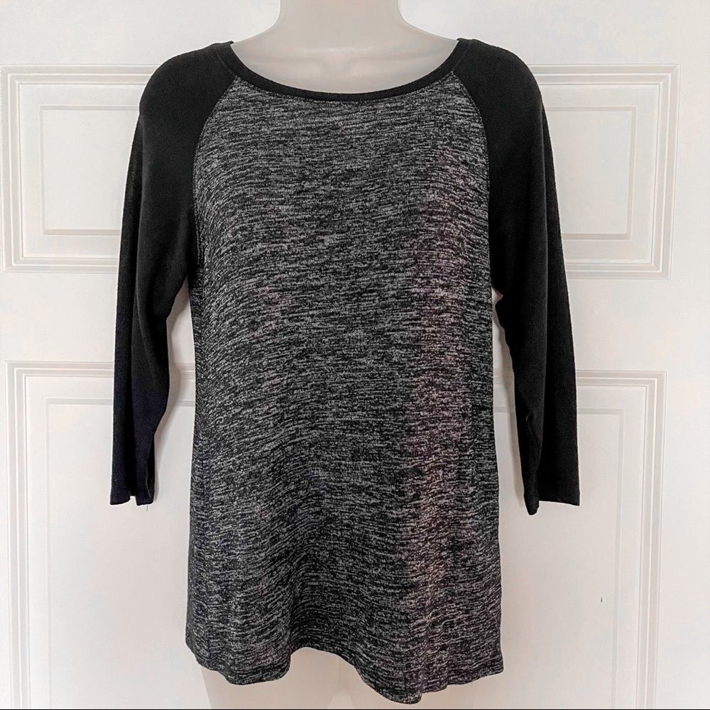 Black & Heather Grey Long Sleeve Top
